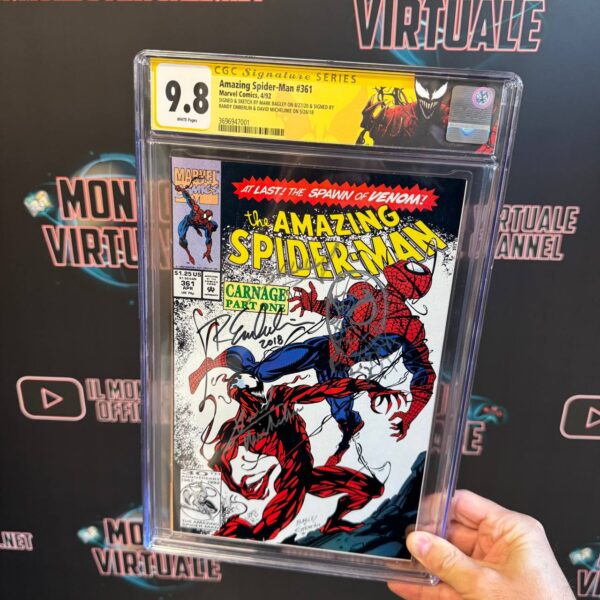 Amazing Spider-Man #361 CGC Comics 9.8 1st Full App. Carnage tripla firma con Sketch Bagley, Emberlin e Michelinie - Marvel Comics